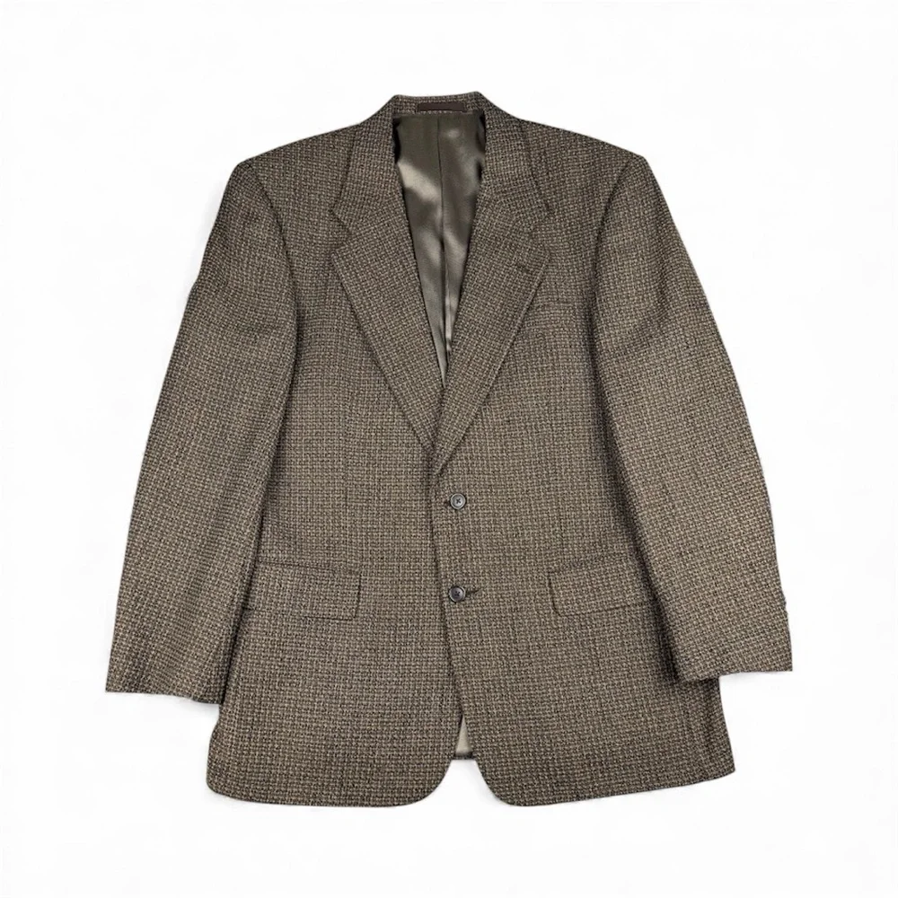 Tallia Uomo Men’s Blazer Brown Tweed Barleycorn Sport Coat Size 44R